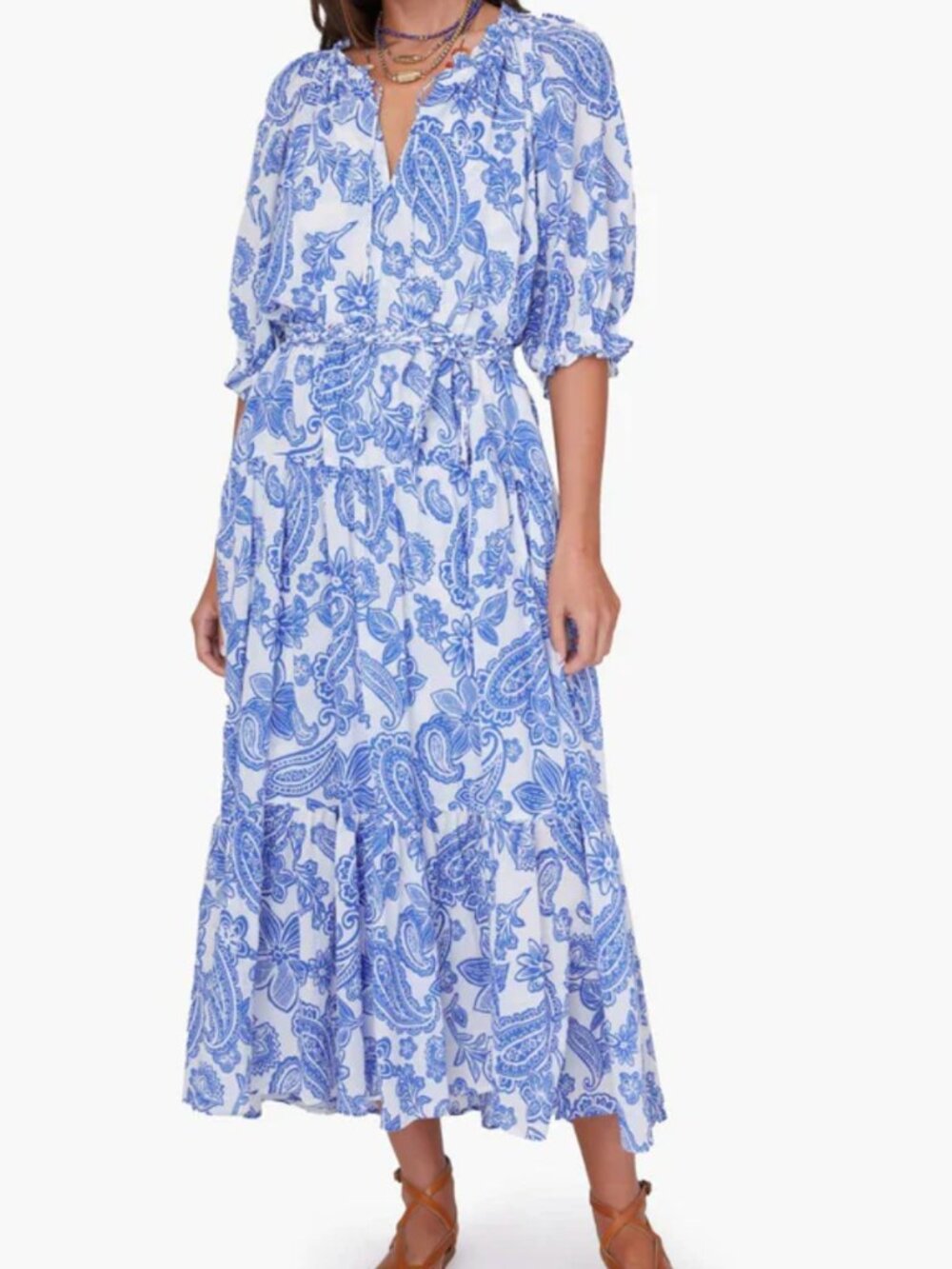 Xirena Lyta Dress in Santorini Blue Paisley | Medium